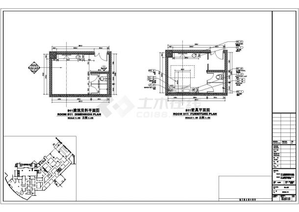 【杭州】五星级度假酒店桑拿装修施工CAD图纸-图一