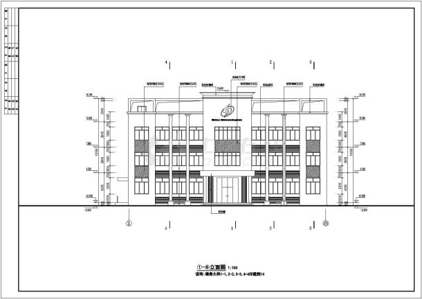 某地三层框架结构气象局办公楼建筑设计施工图纸-图二