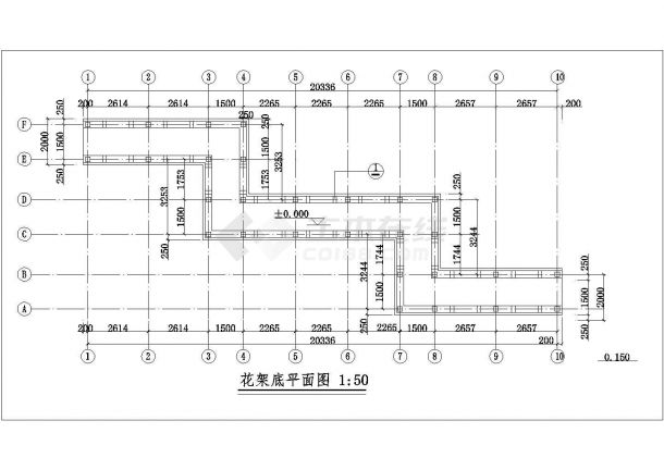 折线形花架施工图（坐凳侧立面图）-图二