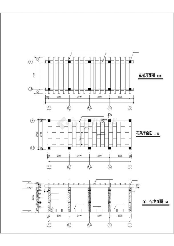 廊架施工cad图节点详图