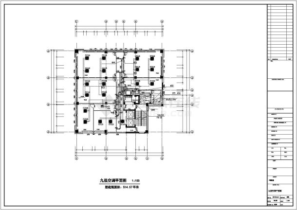某十层办公楼空调CAD平面布置参考详图-图一