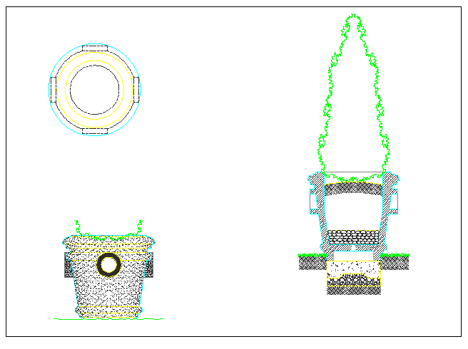 两种造型花钵施工CAD参考详图_图1