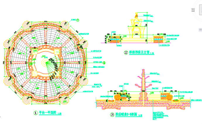 水池喷泉施工剖面CAD参考图_图1