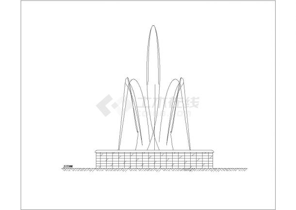 某小区别墅小型喷泉施工cad参考图-图二