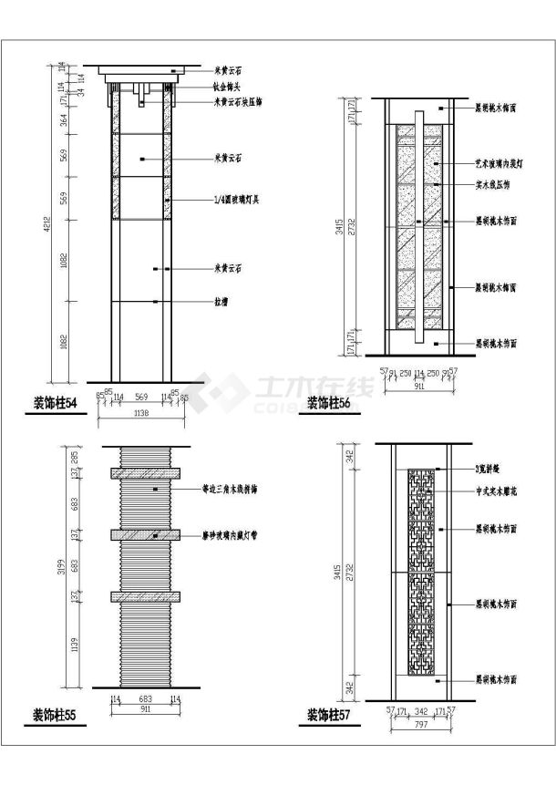 21款装饰栏杆cad设计施工图-图一