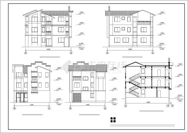 3层现代风格家庭独栋别墅设计施工图（含效果图）-图二