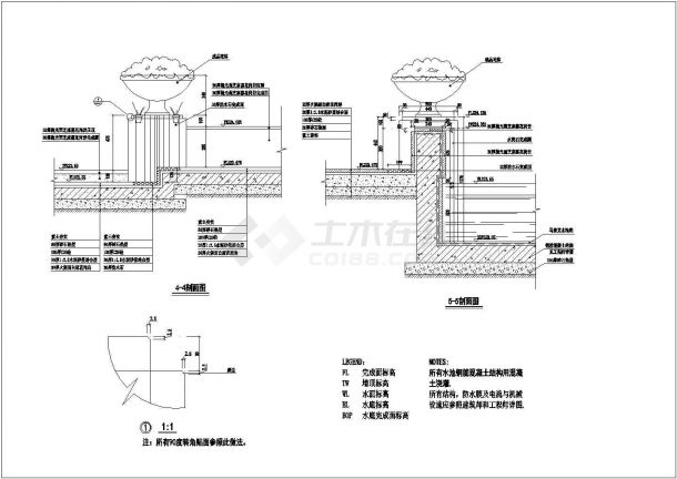 某广场水景施工cad图,含节点详图-图一