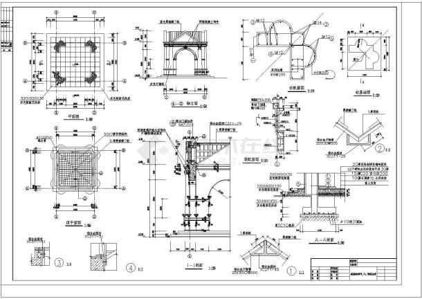 意大利凉亭施工cad图，含节点大样-图二