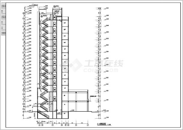 十三层框架剪力墙结构商住楼方案设计图-图二
