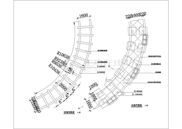 柱廊施工CAD平面布置参考图-图二