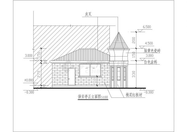 保安亭施工cad图,平立面齐全-图二