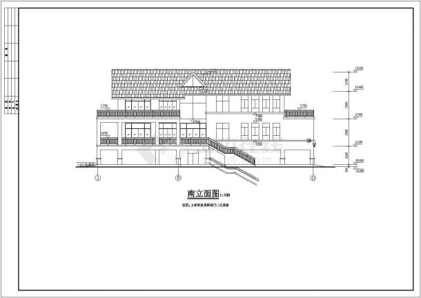 某地两层框架结构小型会所建筑设计方案图纸-图一