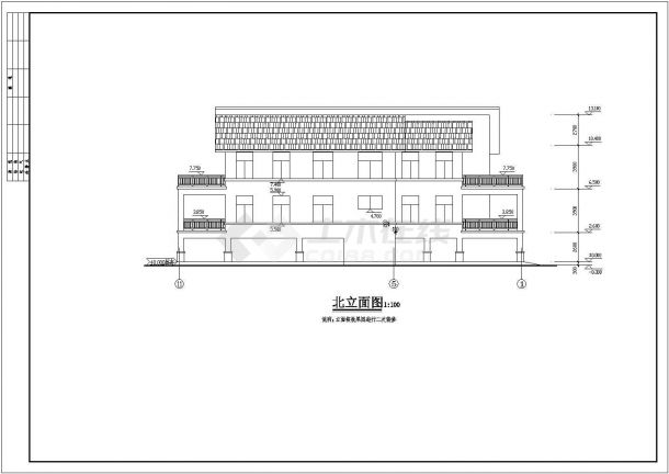 某地两层框架结构小型会所建筑设计方案图纸-图二