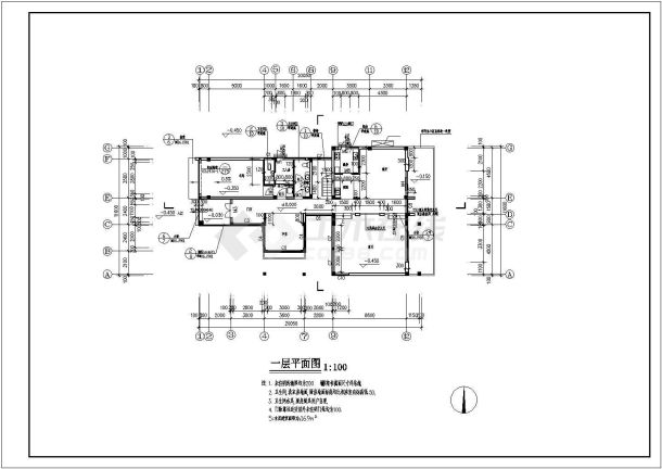【济南】二层框架结构豪华现代别墅建筑施工图-图一