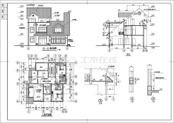 月池山庄二层度假别墅住宅楼建筑设计施工图-图二