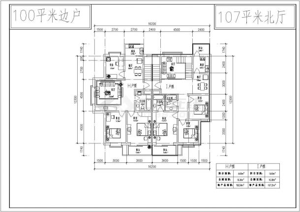 十六种（100平米以上）多层住宅建筑平面图-图二