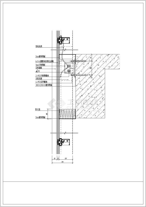 某玻璃幕墙构造平立剖面cad布置图