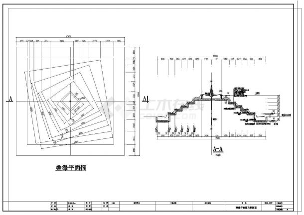 某旅游区的叠瀑施工CAD图(配筋图)-图二