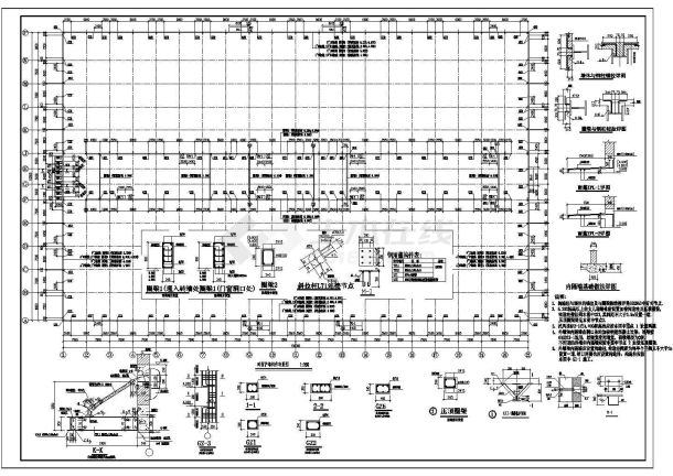 某地39米跨砖墙围护的单层轻钢门式刚架结构厂房结构施工图-图二