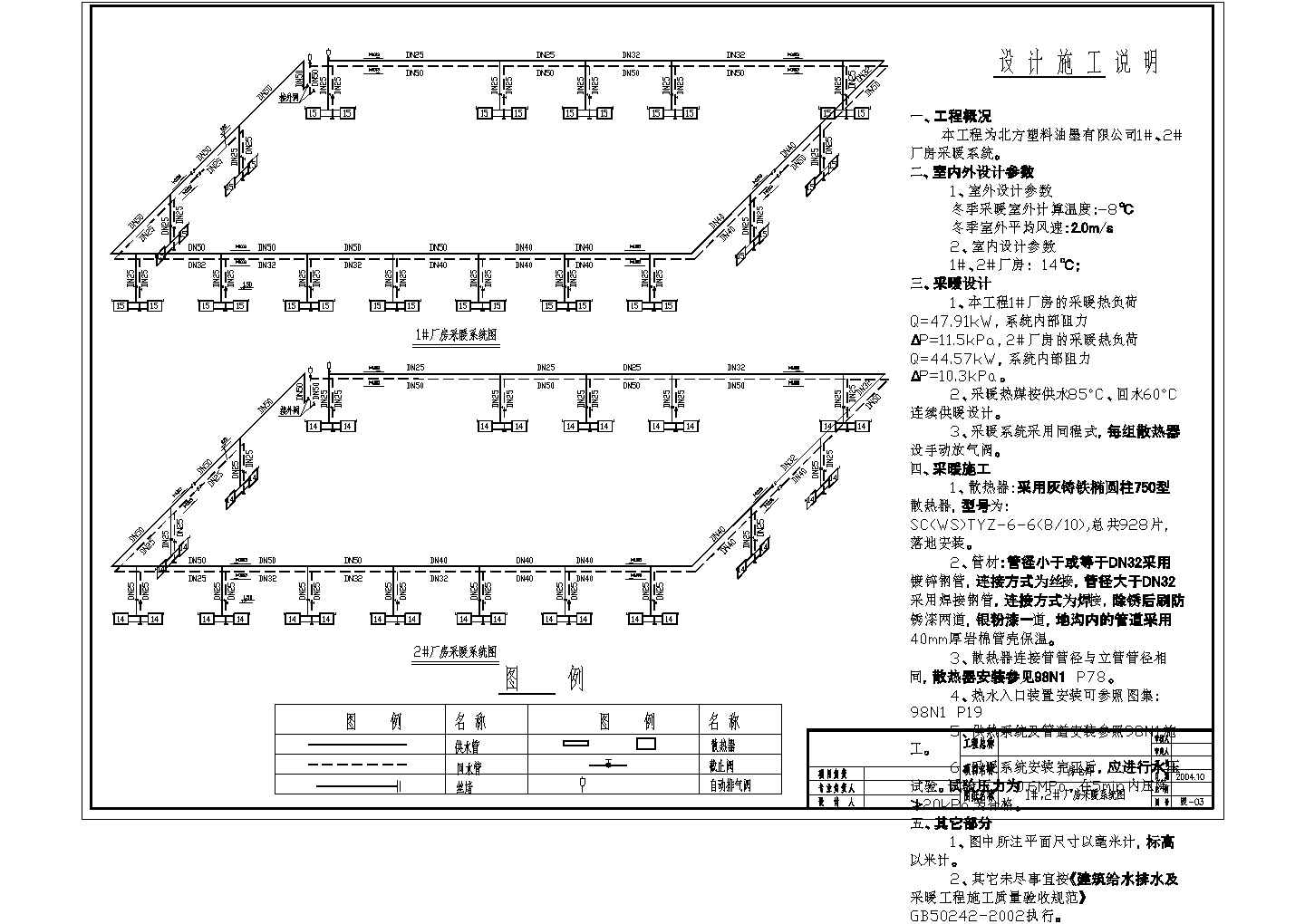 多层工业厂房采暖设计CAD基础套图