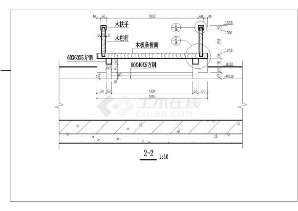 一城市古建拱桥建筑平立面详图-图二