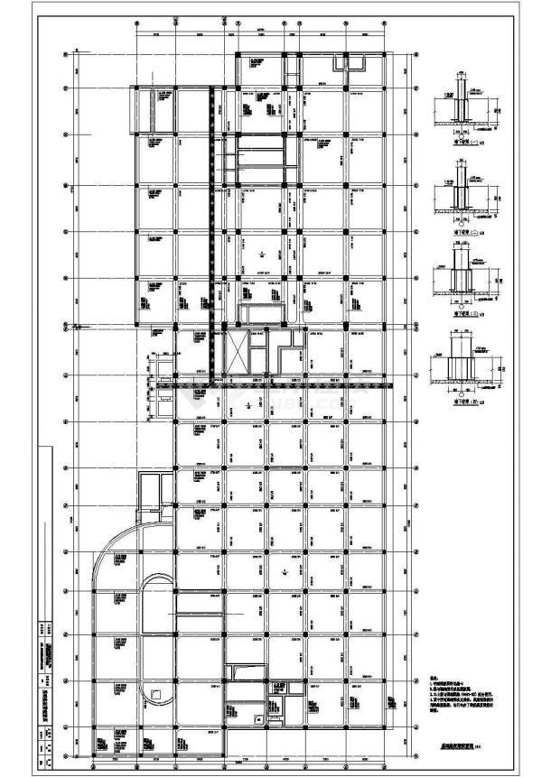 某筏板基础节点构造CAD布置图-图二