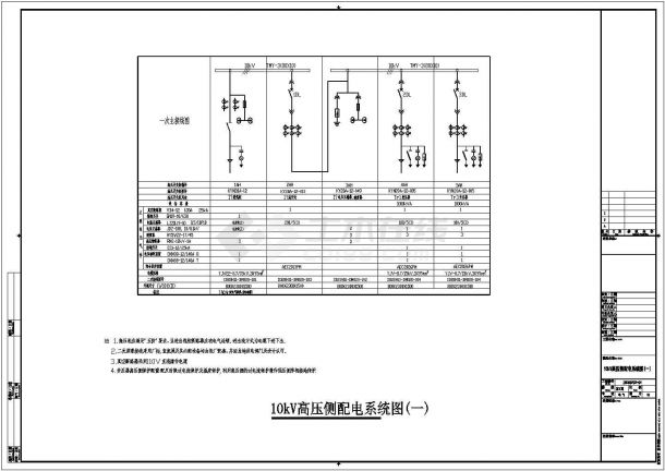 某小区变配电室平面图及系统图设计-图一