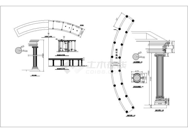 欧式廊施工cad图（含柱式大样图）-图二