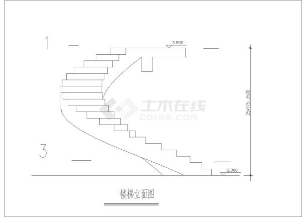 [节点详图]某3.5米高螺旋楼梯的施工节点构造详图-图一