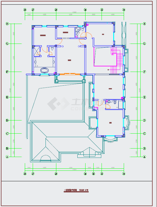 【杭州】精品典雅欧式风格两层别墅样板间装修施工CAD图-图二