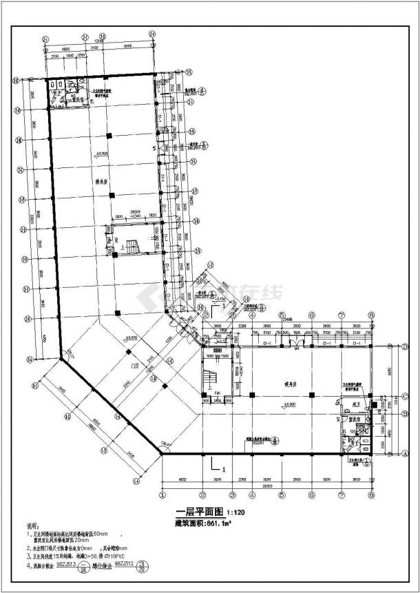 某地3层框架结构综合楼建筑设计施工图-图二