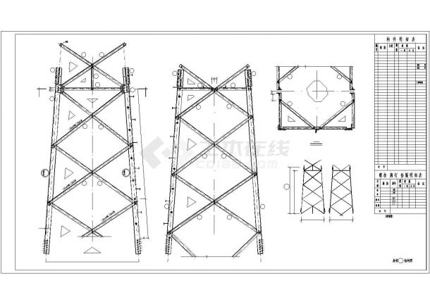 7729输电塔结构设计cad图-图一