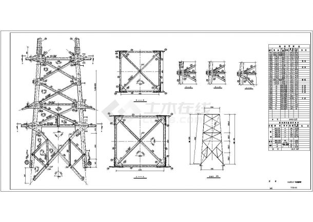 7738输电塔结构设计cad图-图二