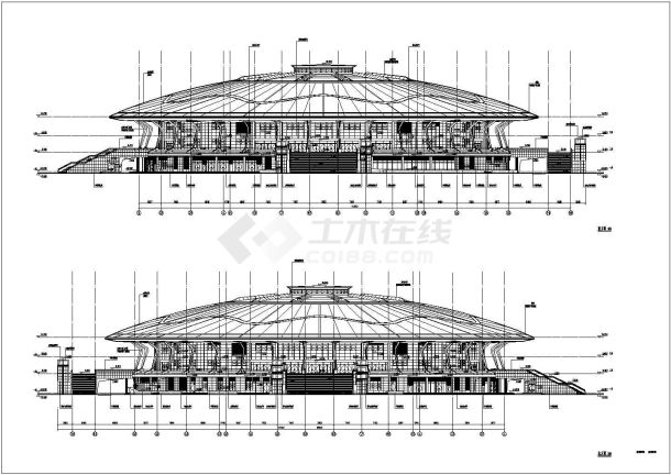 某地大型框架结构体育馆建筑设计施工图-图一