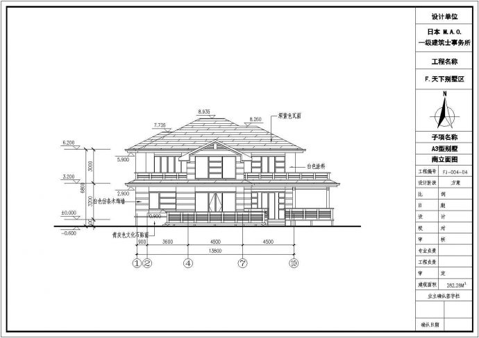 某地七套两层坡屋顶别墅建筑设计方案图_图1