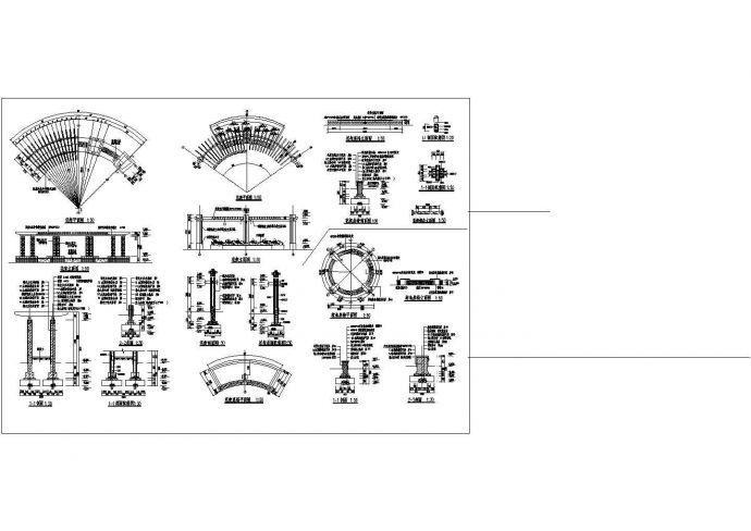 某地圆弧形花架和花池建筑设计施工图_图1