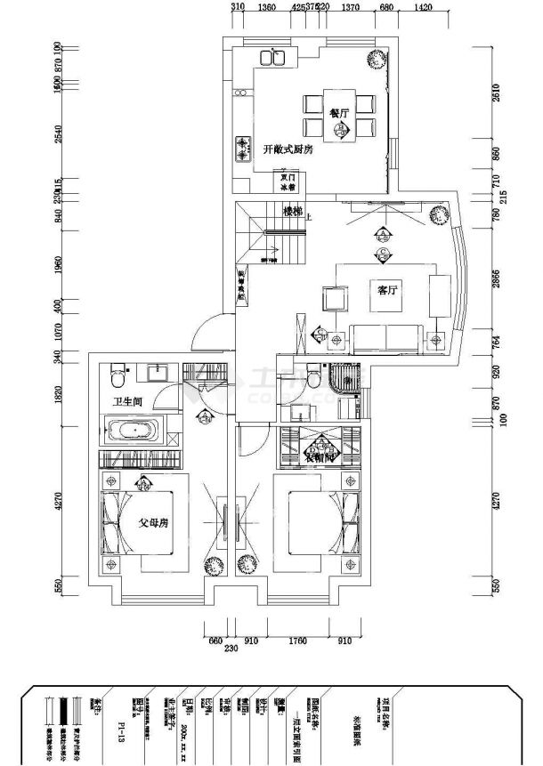 【沧州】精致浪漫欧式风格复式样板房装修施工CAD图（含效果）-图二