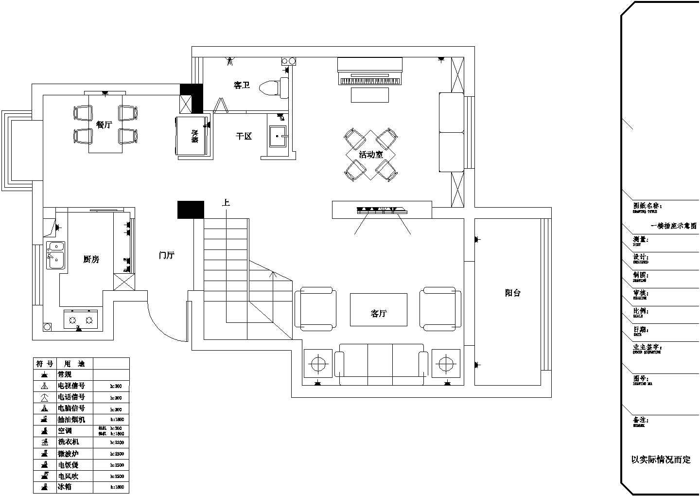 花园洋房区典雅美式风情复式样板间装修施工CAD图（附效果）