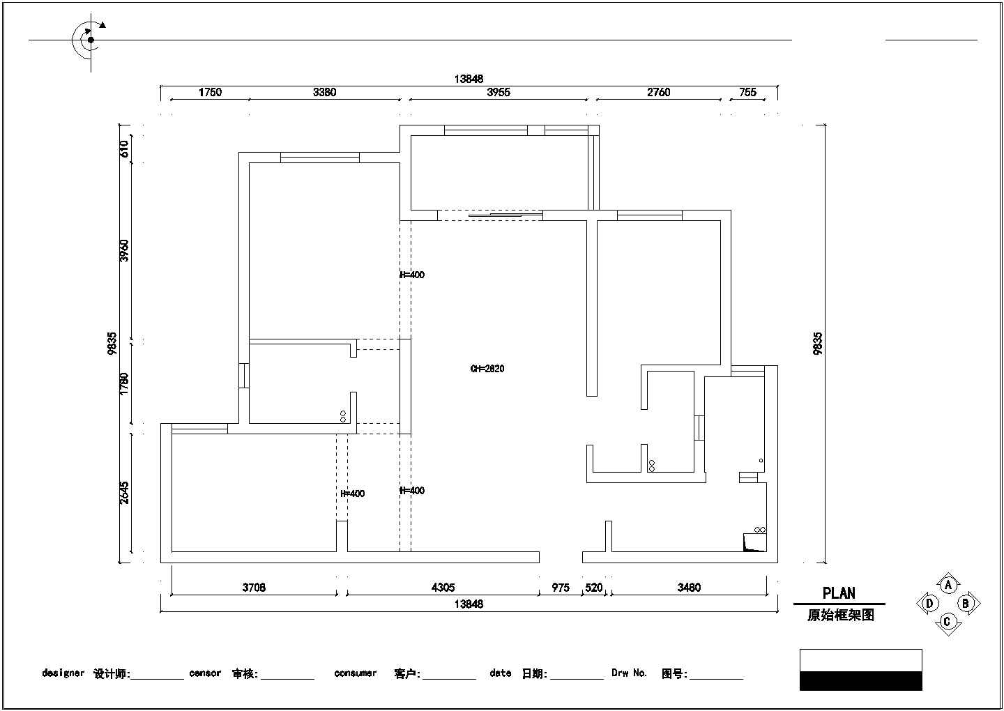 【上海】风景优美温馨田园欧式三居室装修施工CAD图（含高清实景图）