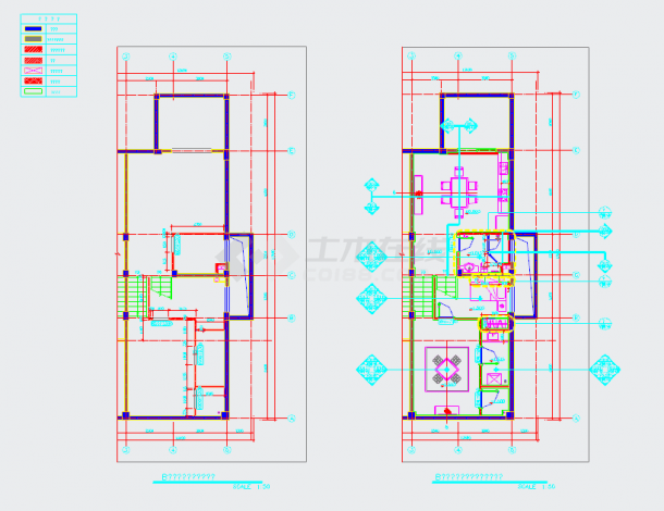 【福建】现代简约风格两层小别墅装修室内设计施工cad图（附方案效果）-图一