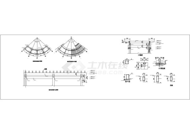 某公园景观廊架CAD详图5例-图一