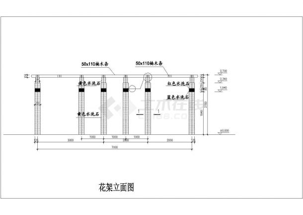 某地园林花架CAD详图5例-图一