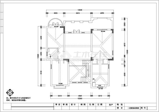 【富阳】简约美式两层联排别墅样板间装修施工CAD图（附实景图）-图二