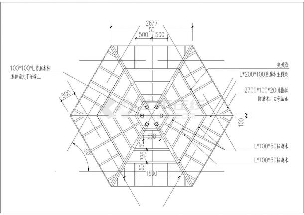 一套欧式（英式）六角景观亭的设计施工图-图二