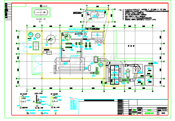 6t水煤浆锅炉房设计cad图，共14张-图二