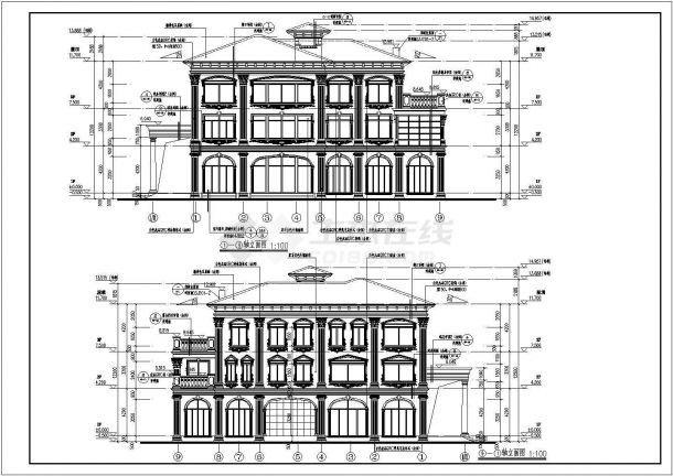 某地3层框架独栋别墅建筑设计施工图-图一