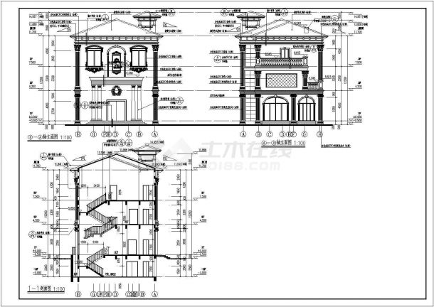 某地3层框架独栋别墅建筑设计施工图-图二