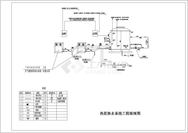 空气源热水机内置水泵热水系统设计图-图一