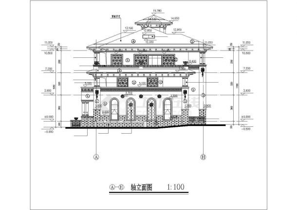 某地区4层框架结构别墅建筑施工图-图二