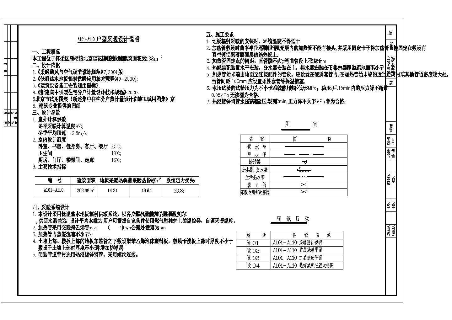 别墅A1户型地板采暖设计cad图